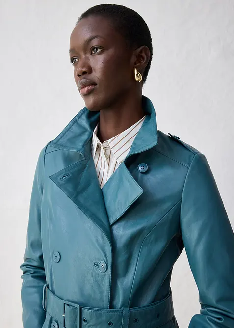 Leren trenchcoat van lamsnappa, bonprix