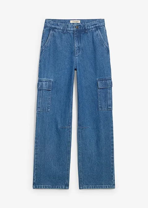 Loose fit cargo jeans met verstelbare band, straight, bonprix