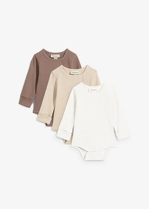 Baby rompertje met lange mouwen van katoen (set van 3), bonprix