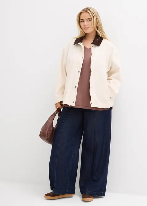 Twill jas met kraag van corduroy, bonprix