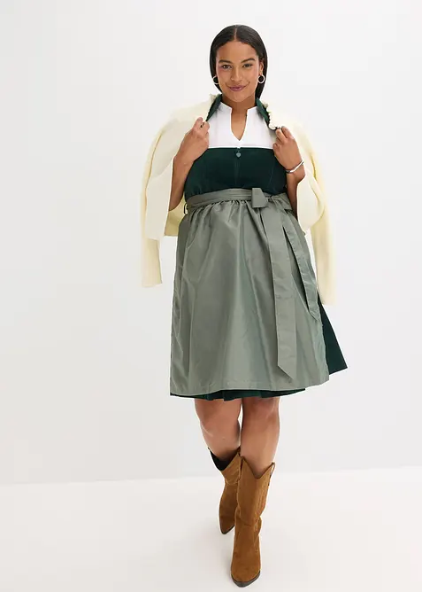 Dirndl met fluweel en schort van satijn (2-dlg. set), bonprix