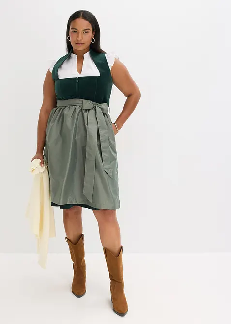 Dirndl met fluweel en schort van satijn (2-dlg. set), bonprix