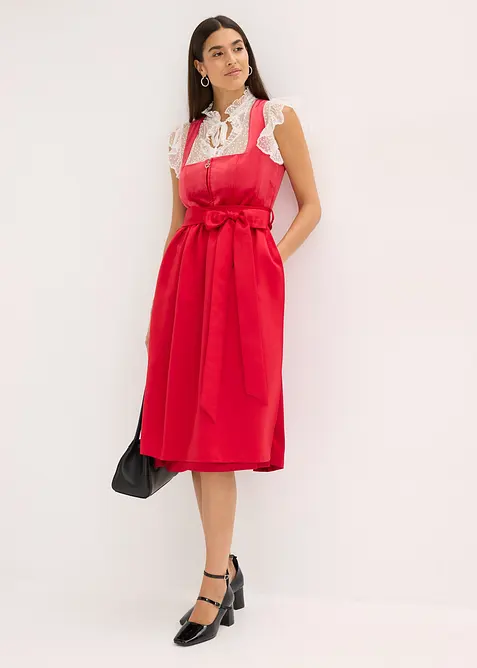 Midi dirndl met fluweel en schort (2-dlg. set), bonprix