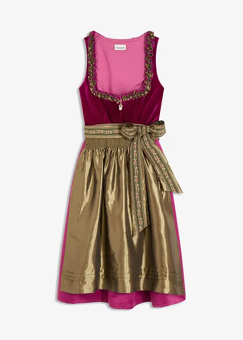 Midi dirndl met fluweel en schort (2-dlg. set), bonprix