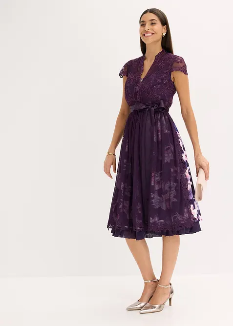 Dirndl met borduursel en fluwelen rok (2-dlg. set), bonprix