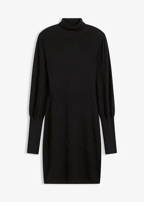 Gebreide jurk met col, bonprix