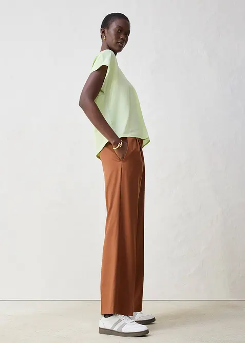 Shirt met zijde en geweven inzetstuk, bonprix