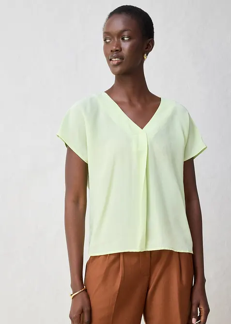 Shirt met zijde en geweven inzetstuk, bonprix