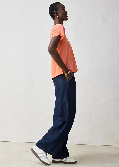 Shirt met zijde en geweven inzetstuk, bonprix