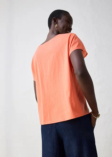 Shirt met zijde en geweven inzetstuk, bonprix