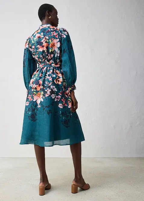 Ramie midi jurk (2-dlg. set met riem), bonprix