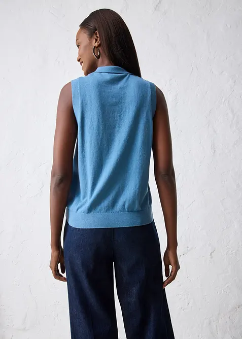 Fijn gebreide top met zijde en polokraag, bonprix