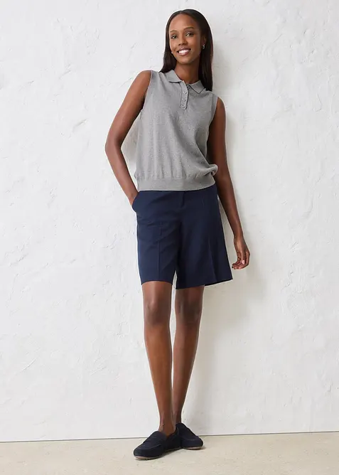 Fijn gebreide top met zijde en polokraag, bonprix