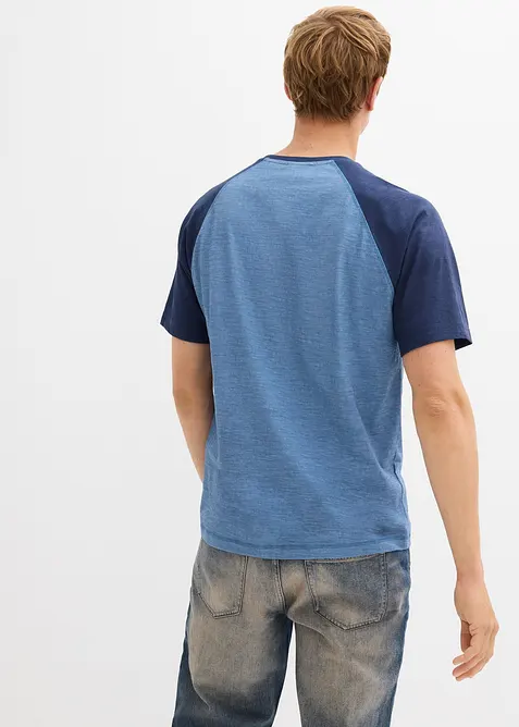 Henley shirt met korte mouwen in gewassen look van puur biologisch katoen, bonprix