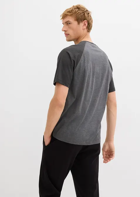 Henley shirt met korte mouwen in gewassen look van puur biologisch katoen, bonprix