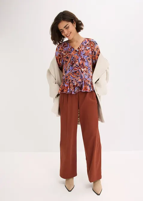 Chiffon blouse met volants, bonprix
