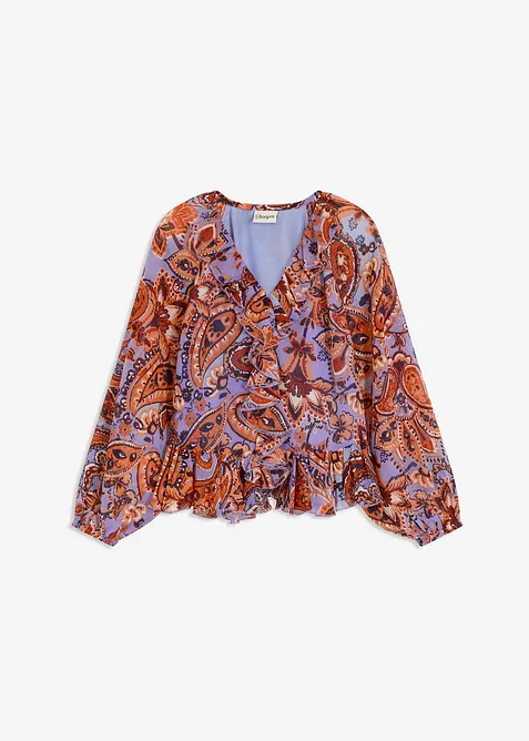 Chiffon blouse met volants, bonprix