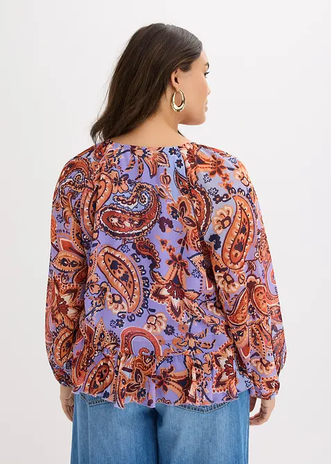 Chiffon blouse met volants, bonprix