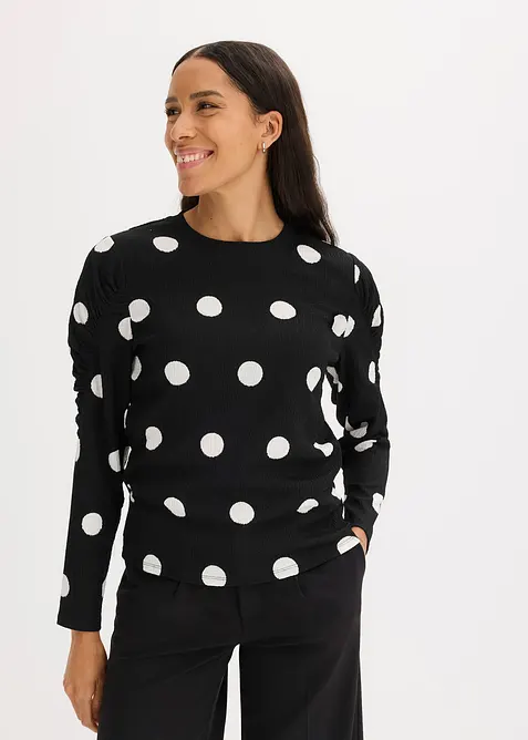 Longsleeve van gestructureerde crêpe, bonprix