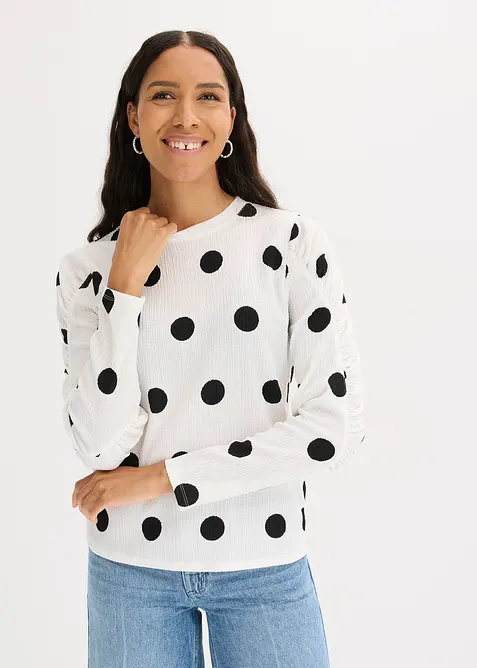 Longsleeve van gestructureerde crêpe, bonprix