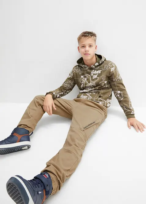 Twill thermo instapbroek met jersey voering, loose fit, bonprix