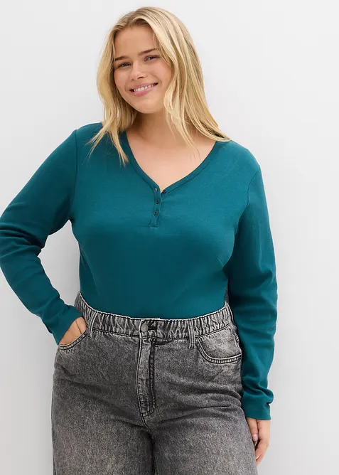 Geribbelde body met puur biologisch katoen, bonprix