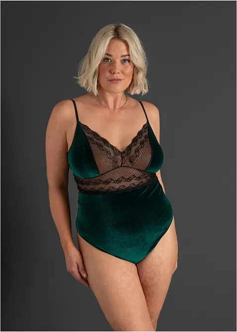 Fluwelen body ouvert, bonprix