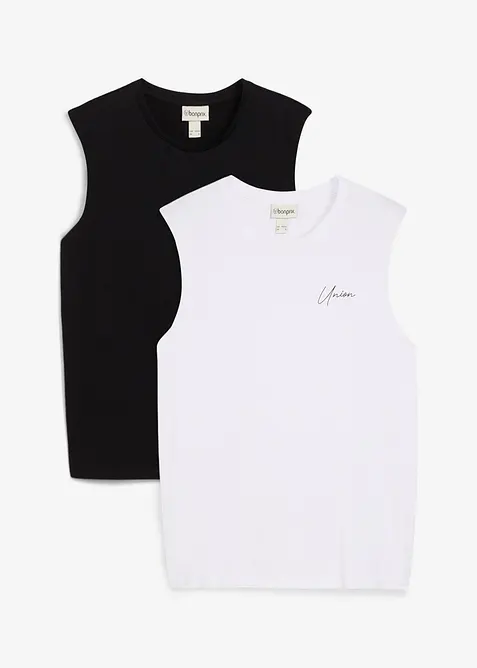 Muscle shirt van biologisch katoen, loose fit (set van 2), bonprix