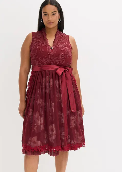 Dirndl met borduursel en fluwelen rokdeel (2-dlg. set), bonprix