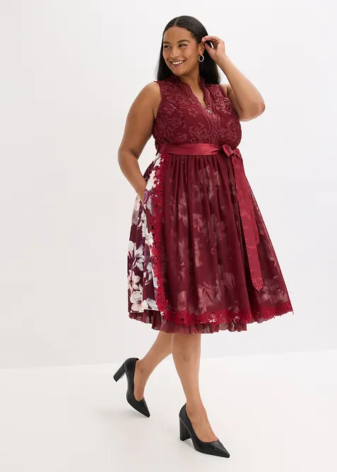 Dirndl met borduursel en fluwelen rokdeel (2-dlg. set), bonprix