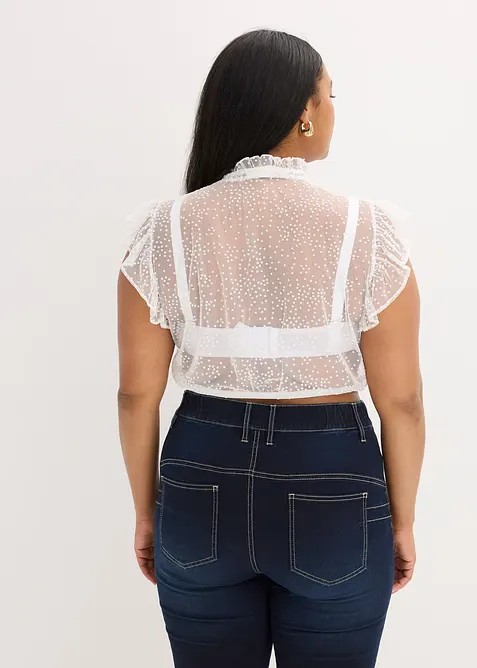 Dirndl blouse van delicate tule met stippenpatroon, bonprix