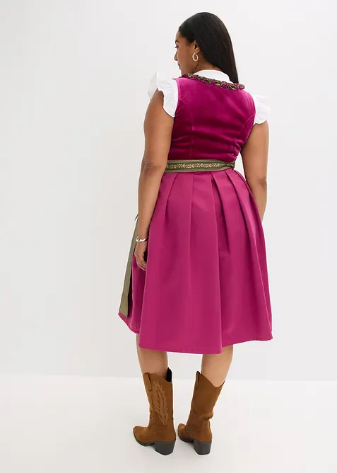 Midi dirndl met fluweel en schort (2-dlg. set), bonprix