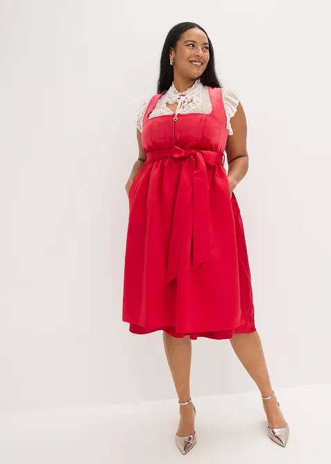 Midi dirndl met fluweel en schort (2-dlg. set), bonprix