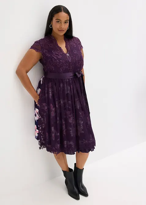 Dirndl met borduursel en fluwelen rok (2-dlg. set), bonprix