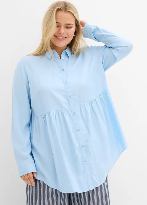 Lange blouse met knoopsluiting van viscose, bonprix