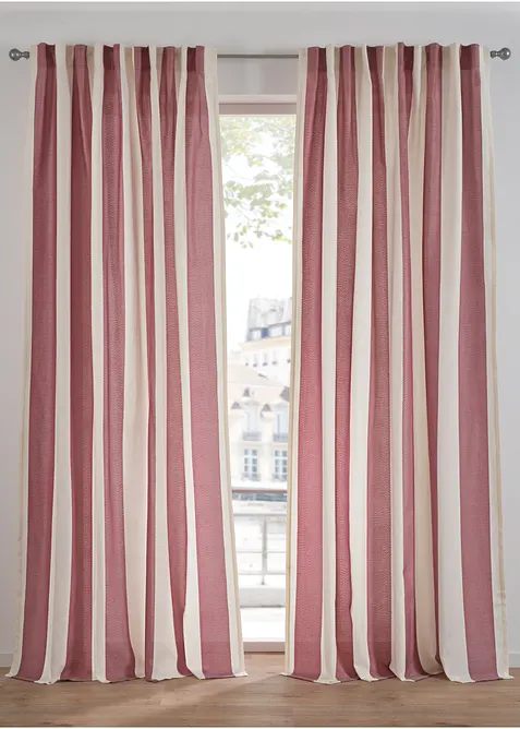 Gestreept gordijn met gerecycled polyester (1 stuk), bonprix