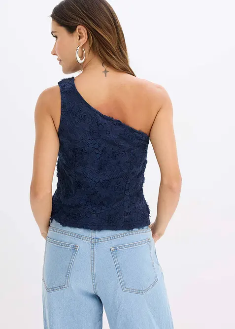 One-shoulder top met borduursel, bonprix