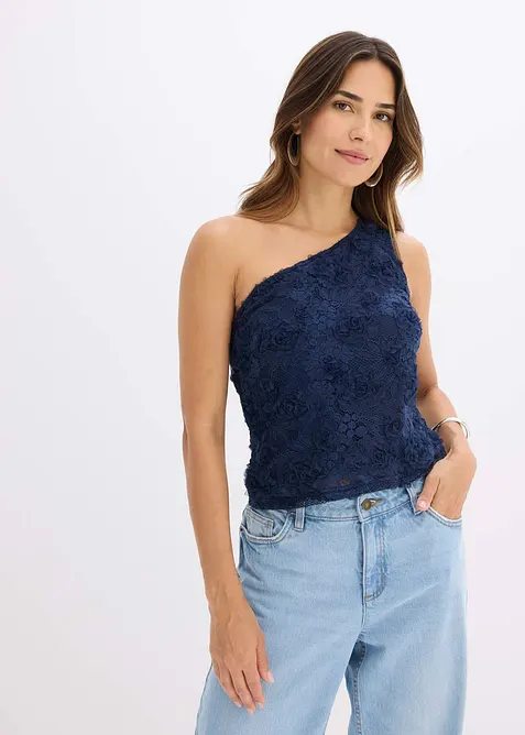 One-shoulder top met borduursel, bonprix