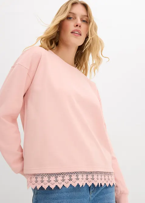 Sweater met kanten rand, bonprix
