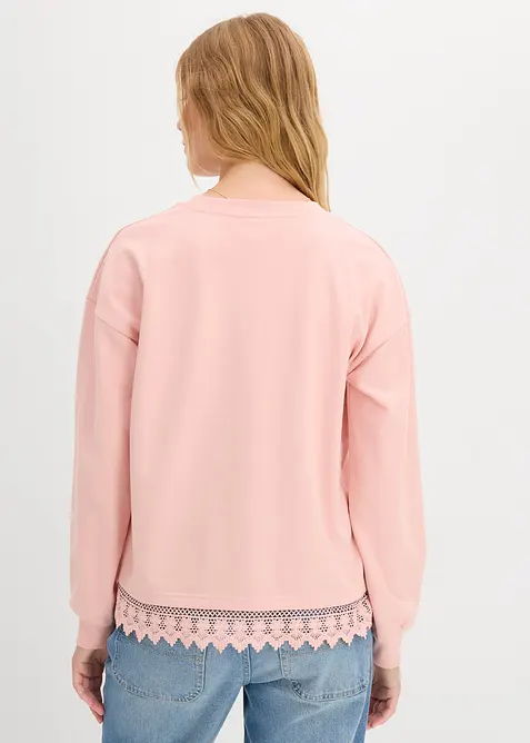 Sweater met kanten rand, bonprix