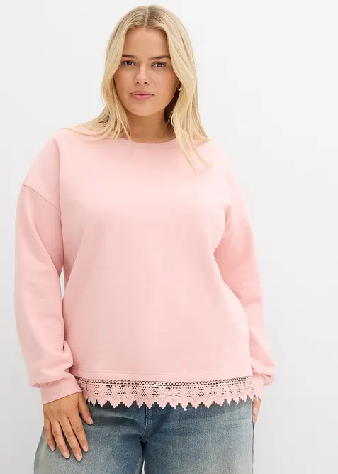 Sweater met kanten rand, bonprix