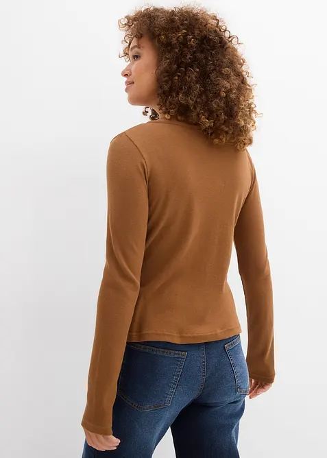 Kort geribd shirt met biologisch katoen, bonprix