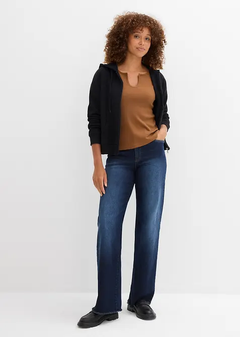 Kort geribd shirt met biologisch katoen, bonprix