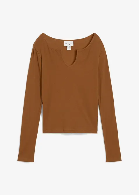 Kort geribd shirt met biologisch katoen, bonprix