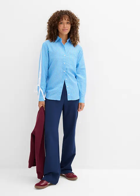 Oversized overhemdblouse van biologisch katoen, bonprix