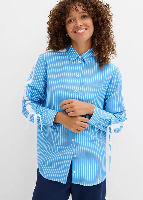 Oversized overhemdblouse van biologisch katoen, bonprix