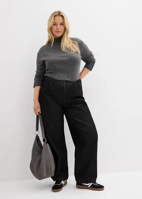 Longsleeve van geribd materiaal, bonprix