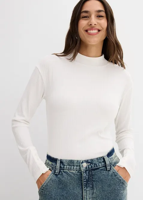 Longsleeve van geribd materiaal, bonprix