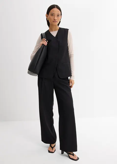 Lang mouwloos vest van twill, bonprix