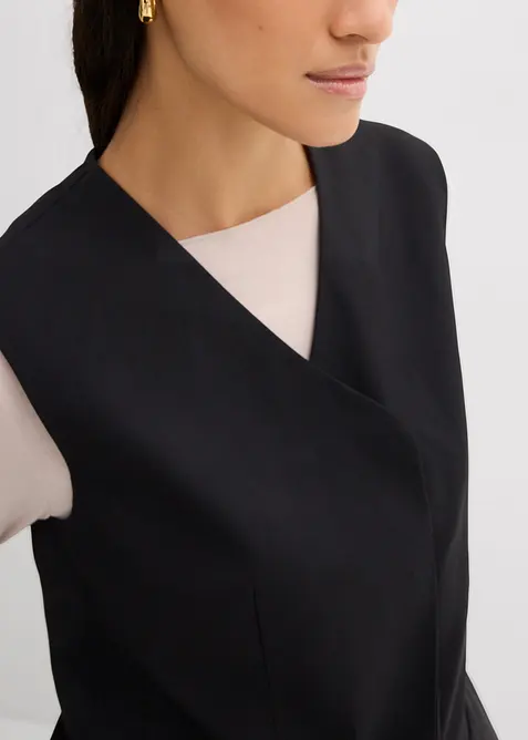 Lang mouwloos vest van twill, bonprix